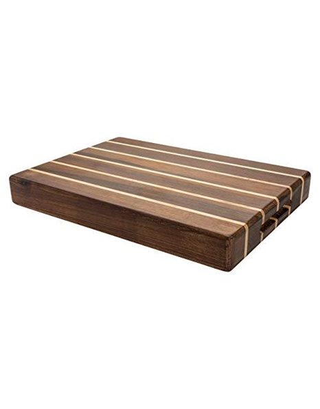 Rockingham Forest WB-53525CR Extra Thick Multi-Wood Rectangular Chopping Board, Carbonized Acacia & Rubber, Brown