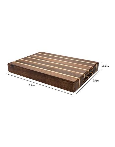 Rockingham Forest WB-53525CR Extra Thick Multi-Wood Rectangular Chopping Board, Carbonized Acacia & Rubber, Brown