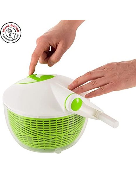 KUHN RIKON 2023 Salad Spinner with Side Handle and Instant-Stop Button, 21 cm