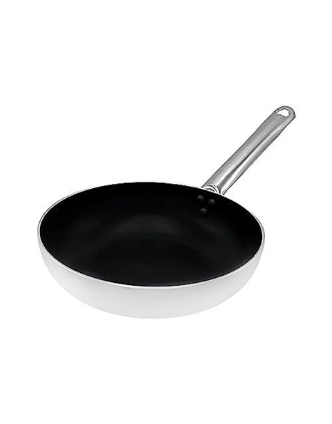 Pentole Agnelli ALSA111BS24 Platinum Countersunk High Pan for Jumping, with Stainless Steel Tubular Handle, 24 cm, Silver