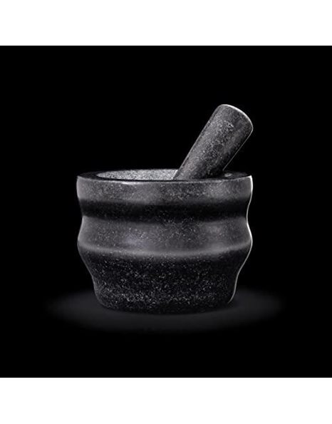 Cole & Mason H100379 Worcester Black Pestle and Mortar, Spice Grinder/Herb Grinder, Granite, 180 mm, Large Pestle and Mortar Set