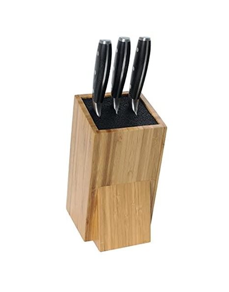 Vogue Wooden Knife Block with Bristles, Bamboo Universal Knife Block, Size: 24.5(H) x 12(W) x 15.5(D)cm, Will Fit Any Knife, Slight Angle for Easy Access, Professional & Home Chefs, CP862