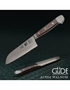 Gude Solingen - Santoku Knife Forged, 18 cm, Walnut Wood, Alpha-WALNUSS - Double Bolster, Handmade Germany