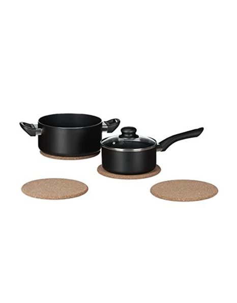 Relaxdays Cork Trivet Set of 4, Holders for Pots and Pans, Round Coasters, Heatproof, Natural, Standard
