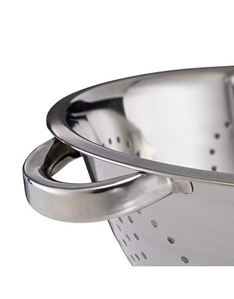 Relaxdays Colanders Set of 3 Noodle Strainers, Sieve O 15 cm, 20 cm & 25 cm, Stainless Steel, Handles, Silver