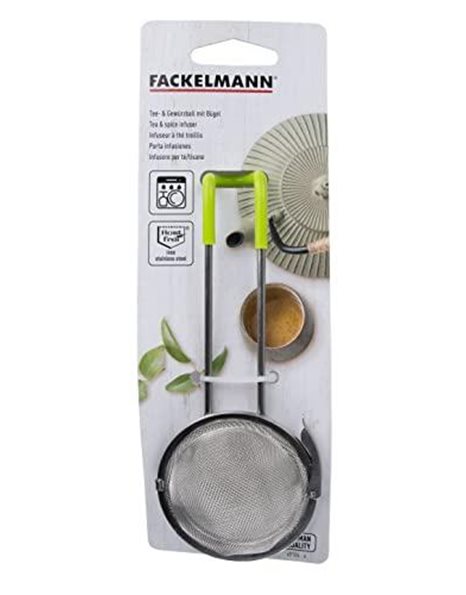 Fackelmann Stainless Steel Tea Strainer with Handle Stainless Steel Silver/Green Approx. 15.5 cm