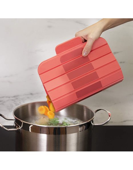 Trebonn Roll Expand Board - Roll Up Plastic Chopping Board with Non-Slip Bottom - Space Saving and Perfect for Daily Use - 39 x 24 cm (Coral)