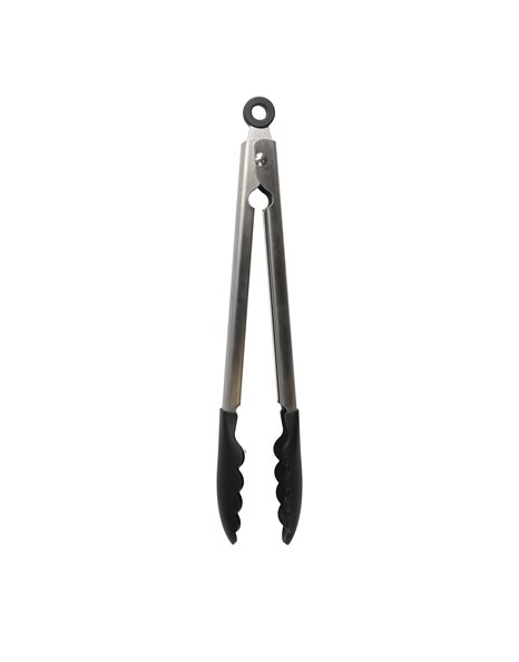KitchenAid Kitchen Tongs, Silicone Tongs, Stainless Steel Cooking Tongs, Easy Wash Sicilone Tipped Tongs - Onyx Black