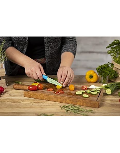 KUHN RIKON Colori+ Non-Stick Straight Paring Knife with Safety Sheath, 19 cm, Wild Blueberry