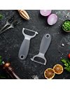 Relaxdays Set of 2 Movable Stainless Steel Blade Double Sided Vegetable & Fruit Universal Peeler Grey, 60% 30% Plastic 10%, Gray, 2-Set