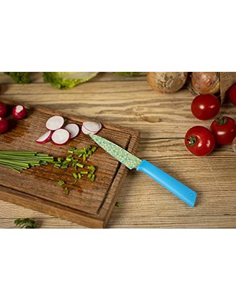 KUHN RIKON Colori+ Non-Stick Straight Paring Knife with Safety Sheath, 19 cm, Wild Blueberry