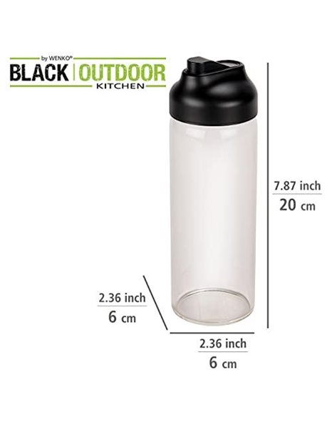 WENKO Flip oil & vinegar bottle, 450 ml, automatic closure after dispensing the desired portion thanks to auto-flip function, glass bottle with lid made of stainless steel & plastic, O 6 x 20 cm