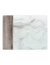 Creative Tops Premium Glass Worktop Protector/Worktop Saver with White Marble and Wood Design, White/Grey, 40 x 30 cm