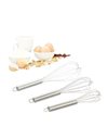 Relaxdays Whisk Set of 3, Large Stainless-Steel Eggbeater, Dishwasher-Safe, Mini Whisk Broom, 3 Sizes, Silver