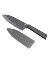Kuhn Rikon Colori+ Non-Stick Large Santoku Knife with Safety Sheath, 22 cm, Grey