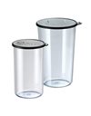 bamix Beaker Accessory Set, 2-Piece Measuring Beaker Set, 400 ml / 600 ml, Heat-resistant, Plastic, with Lid, Measurements, Transparent, Dishwasher Safe