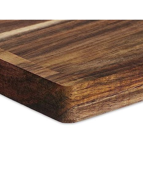 Relaxdays Chopping Board, Rectangular, Acacia Wood, Cutting Surface, 2 x 35 x 24 cm, Rim, Cheese Serving Tray, Natural, 100%