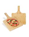 Relaxdays Pizza Tray, Set of 2, Size 50x38 cm, Square, Shovel, Spatula, Bamboo Wood, Bread, Baker, Tool, Paddle, Natural, 100%, 1 x 50 x 38 cm