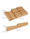Relaxdays Knife Holder Drawer for 9 Knives and Sharpening Steel, Bamboo Knife Block Lying Down H x W x D: 5.5 x 13 x 40 cm, Natural