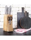 Relaxdays Knife Block, Bamboo, Countertop, HxWxD: 24 x 8.5 x 15 cm, Storage for Wide Blades, Kitchen Stand, Natural