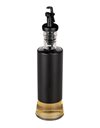 WENKO Boga oil & vinegar bottle, 300 ml, spout with 1-click closure for fine dosage, glass bottle with stainless steel casing & plastic lid, O 6 x 25 cm, transparent/black