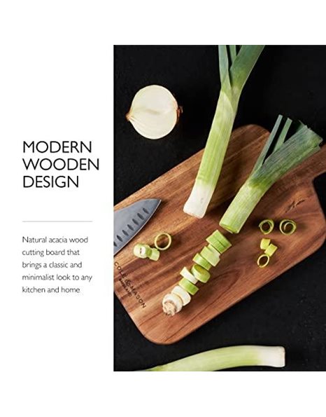 Cole & Mason H722131 Barkway Small Chopping Board with Handle, Wooden Board/Cutting Board/Serving Board, Acacia Wood, (L)420 mm x (W)210 mm x (D)20 mm, Not Suitable for The Dishwasher