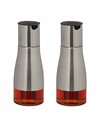 Relaxdays Oil and Vinegar Dispenser Set, 2 Glass Bottles, 300 ml, Pourer, Vinaigrette & Dressing, 19 x 7 x 7 cm, Silver, 50% 40% Stainless Steel 10% Plastic, 25 x 6.5 x 6.5 cm