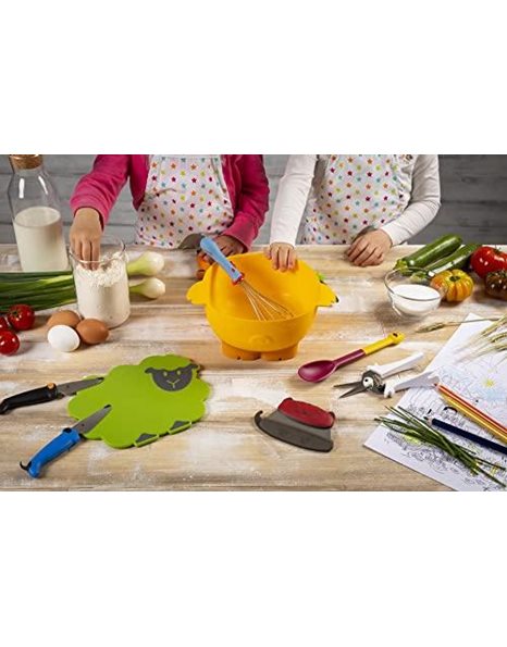 KUHN RIKON Kinderkitchen Cutting Board Set of 2 Chopping Board Chopping Knife for Children with Animal Designs