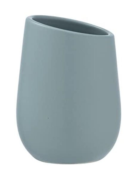 Wenko Badi Holder for Toothbrush and Toothpaste, Ceramic, Bluish Grey, 8 x 11 x 8 cm