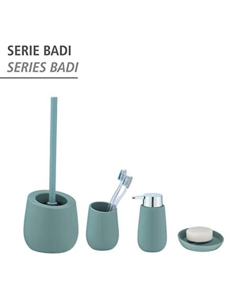 Wenko Badi Holder for Toothbrush and Toothpaste, Ceramic, Bluish Grey, 8 x 11 x 8 cm