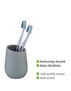 WENKO Badi Grey Ceramic Tumbler - Toothbrush Holder for Toothbrush and Toothpaste, Ceramic, 8 x 11 x 8 cm, Grey