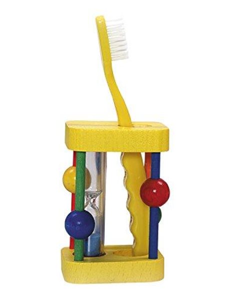 Hess Wooden Toothbrush Timer With Hour Glass Baby Toy, 8 Cm Multi-color