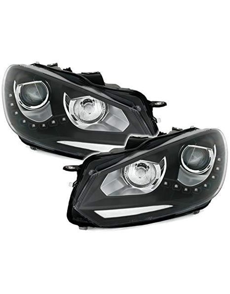 AD Tuning Headlight Set in Black with LED Daytime Running Light TFL LWR H7