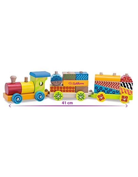Eichhorn Wooden Train (18-Piece, Multi-Colour)