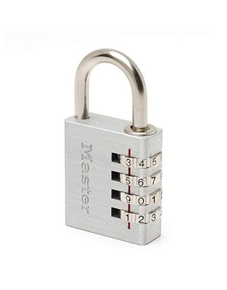 Master Lock 7640EURD Combination Padlock in Aluminium, Grey, 4 x 7.8 x 1.5 cm