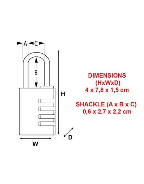 Master Lock 7640EURD Combination Padlock in Aluminium, Grey, 4 x 7.8 x 1.5 cm