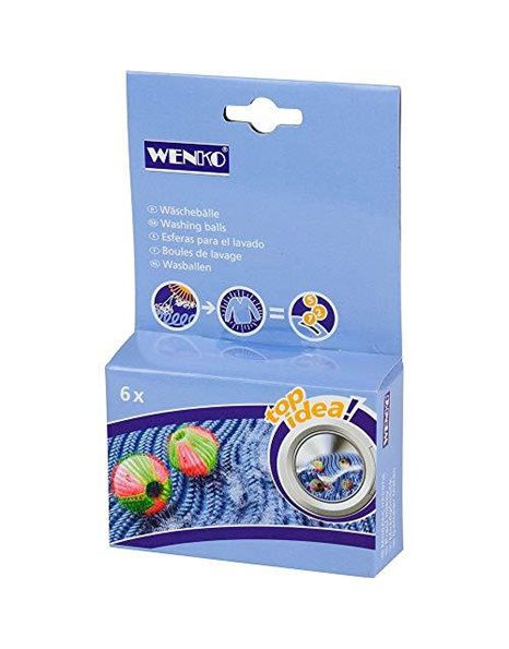 Wenko Washing Balls Lint-Free 6 pcs, Polypropylene/Polyamide, Multi-Colour, 4 x 4 x 4 cm