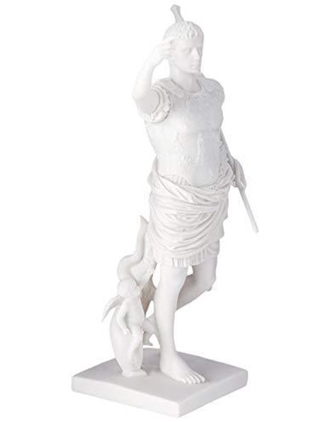 Design Toscano Caesar Augustus of Prima Porta Roman Replica Statue, 29 cm, Bonded Marble Polyresin, White