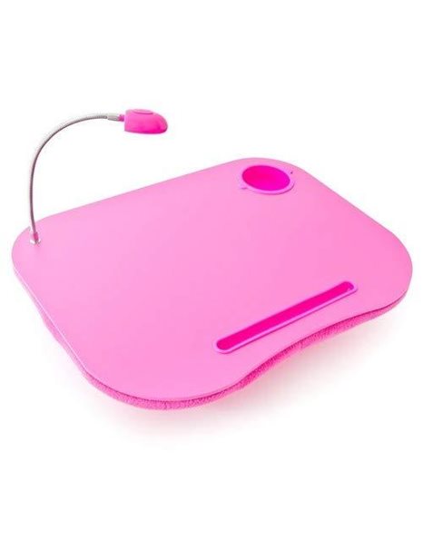 Relaxdays Laptop Tray with Cup Holder and LED Light - Bright Pink