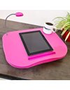 Relaxdays Laptop Tray with Cup Holder and LED Light - Bright Pink