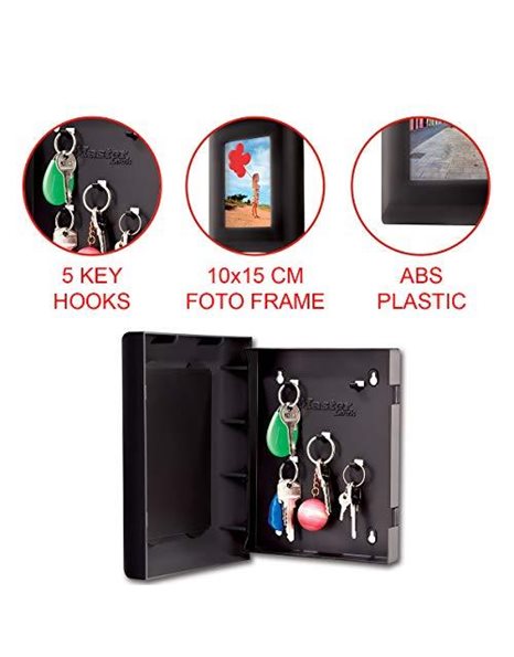 Master Lock Hidden Safe (Picture Frame, 5 Key Hooks), Black, Medium