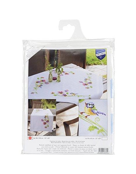 Vervaco Embroidery Kit: Runner: Bird & Pansies, NA, 40 x 100cm