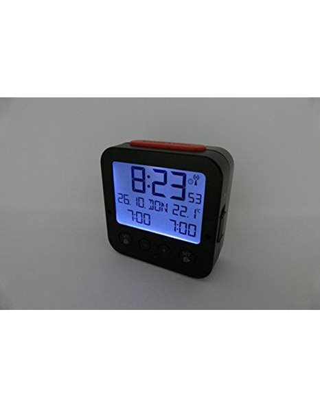 TFA Dostmann 60.2528.01 BINGO wireless alarm clock, black / red