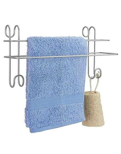 Metaltex Radius Double Towel Rail - Bathroom Towel Holder ideal for Bathroom Radiators. Over the Door Towel Rail - Silver, Size: 39 x 15 x 20 cm