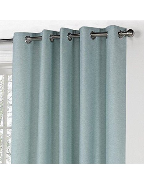 Fusion - Sorbonne - 100% Cotton Pair of Eyelet Curtains - 46" Width x 54" Drop (117 x 137cm) in Duck Egg