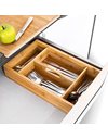 Relaxdays Kitchen Silverware Bamboo Tray with Carrying Handle & 4 Compartments