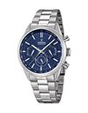 Festina Men's Quartz Watch with Blue Dial Chronograph Display and Silver Stainless Steel Bracelet F16820/2