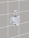 Wenko Vacuum-Loc soap Dispenser Quadro, Stainless steel, Silver Shiny, 7.5 x 10 x 16 cm