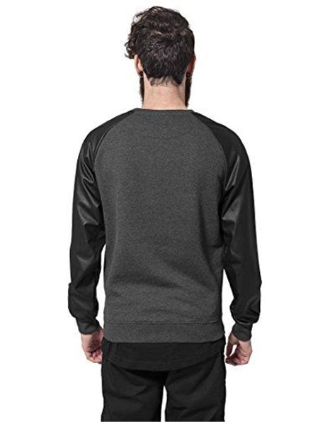 Urban Classics Men's Raglan Leather Imitation Crew Sweater