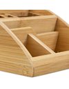 Relaxdays Bamboo Desk Organizer, Stationery Pen Holder, Office File Sorter Cabinet, HxWxD: 9 x 13 x 16 cm, Natural